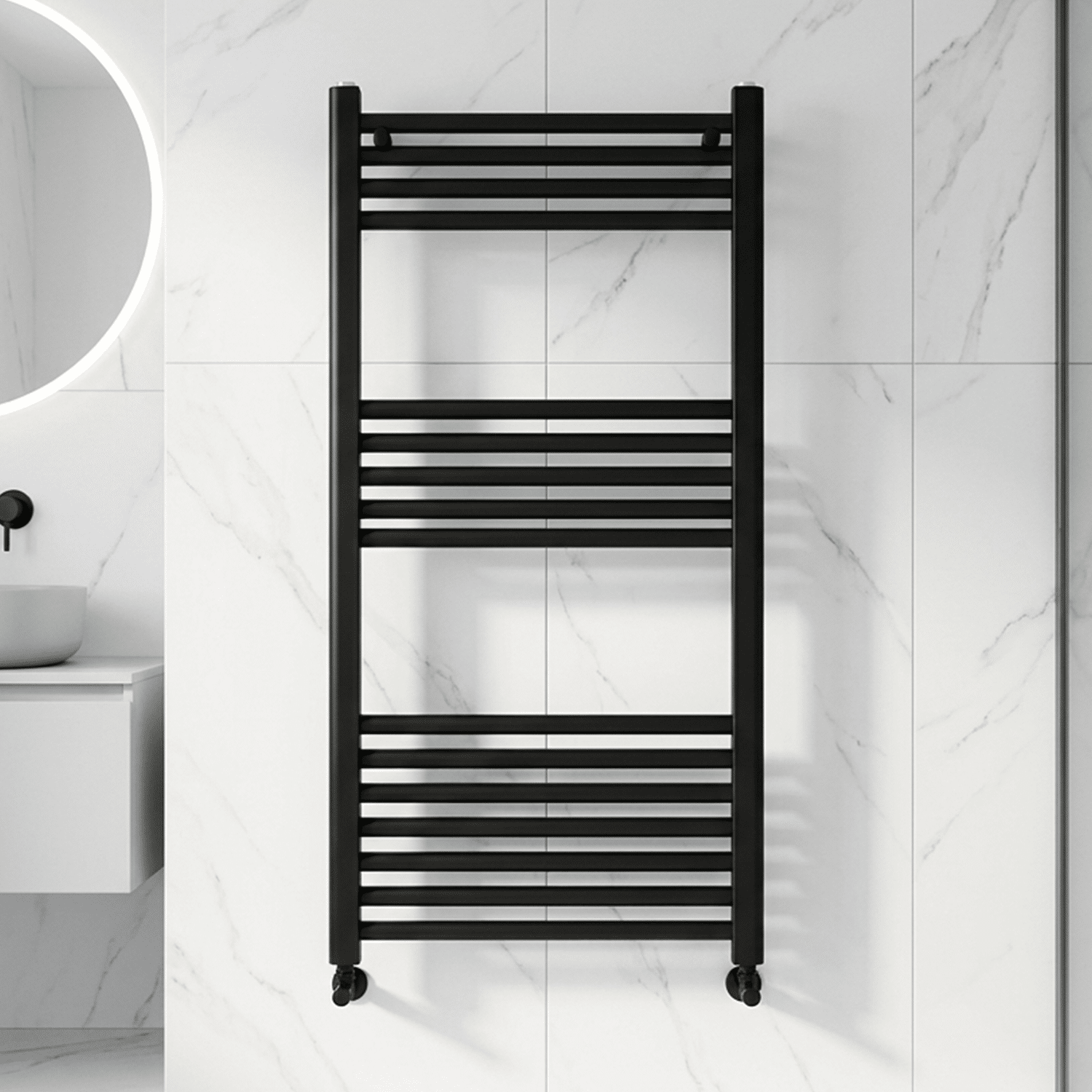 [BH508ANT] Yarnfield Straight Heated Rail Dual Fuel Towel Warmer, 500mm - Choice of Size and Colour - Silo