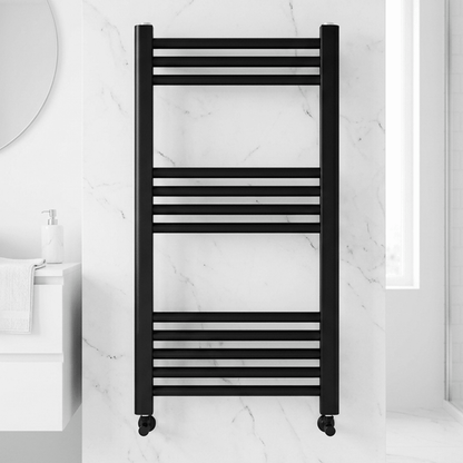 [BH508MB] Yarnfield Straight Heated Rail Dual Fuel Towel Warmer, 500mm - Choice of Size and Colour - Silo