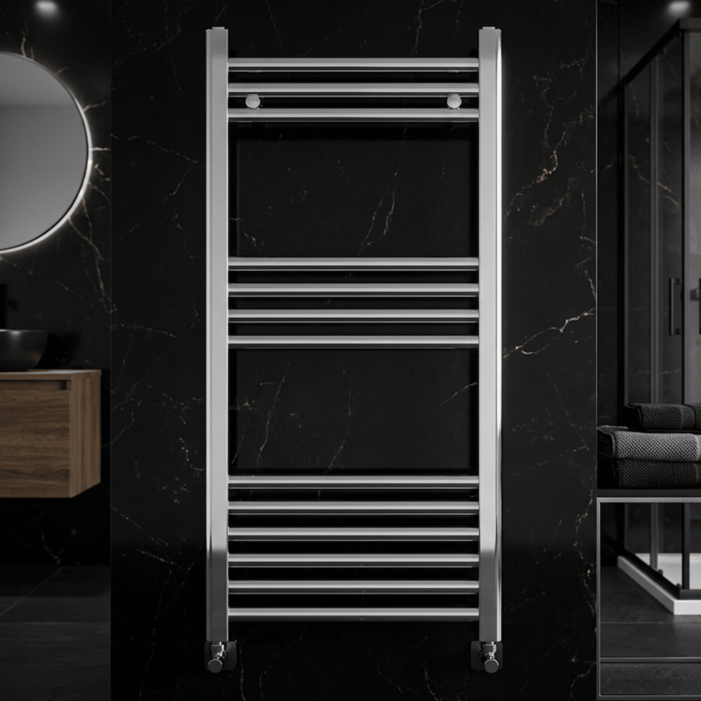 [BH508N] Yarnfield Straight Heated Rail Dual Fuel Towel Warmer, 500mm - Choice of Size and Colour - Silo