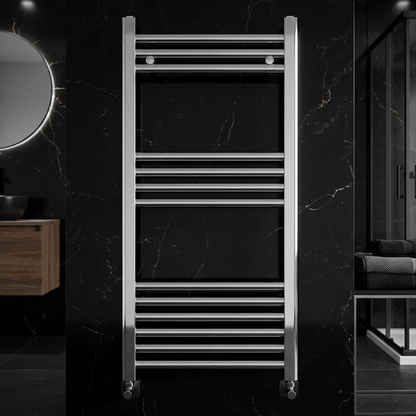 [BH508N] Yarnfield Straight Heated Rail Dual Fuel Towel Warmer, 500mm - Choice of Size and Colour - Silo