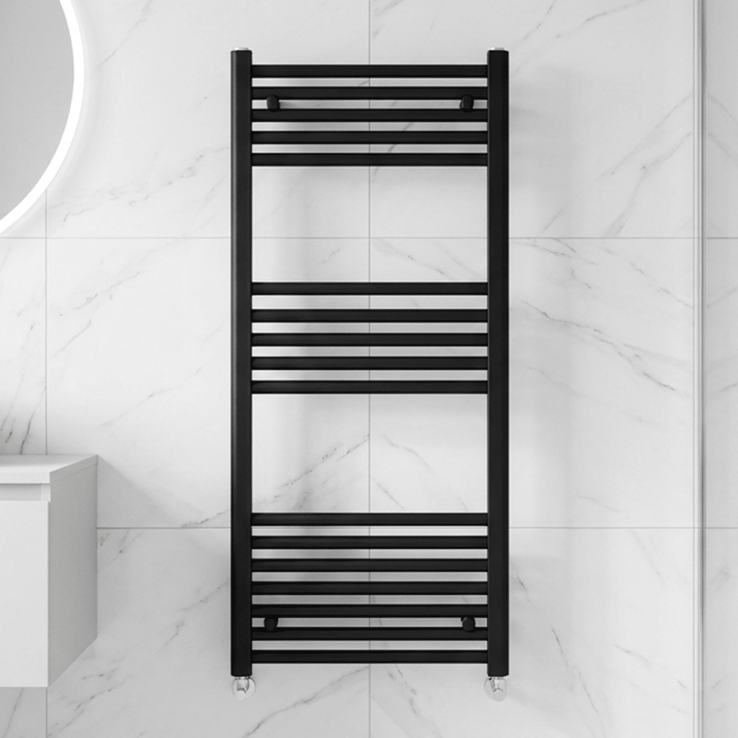 [BH510MB] Straight Heated Heated Towel Rail Radiator, 555W, 500 x 1000mm, Matt Black - Silo