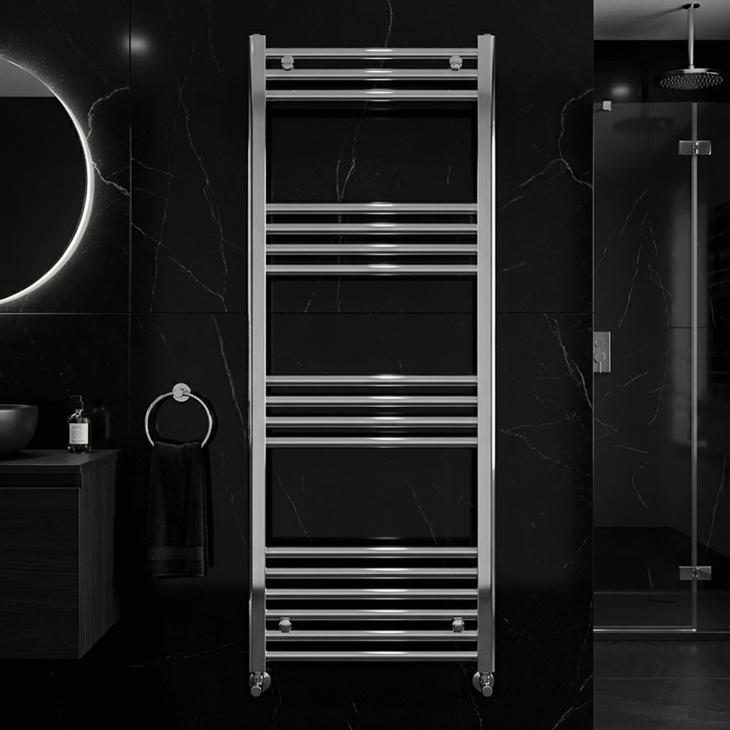 [BH511N] Yarnfield Straight Heated Rail Dual Fuel Towel Warmer, 500mm - Choice of Size and Colour - Silo