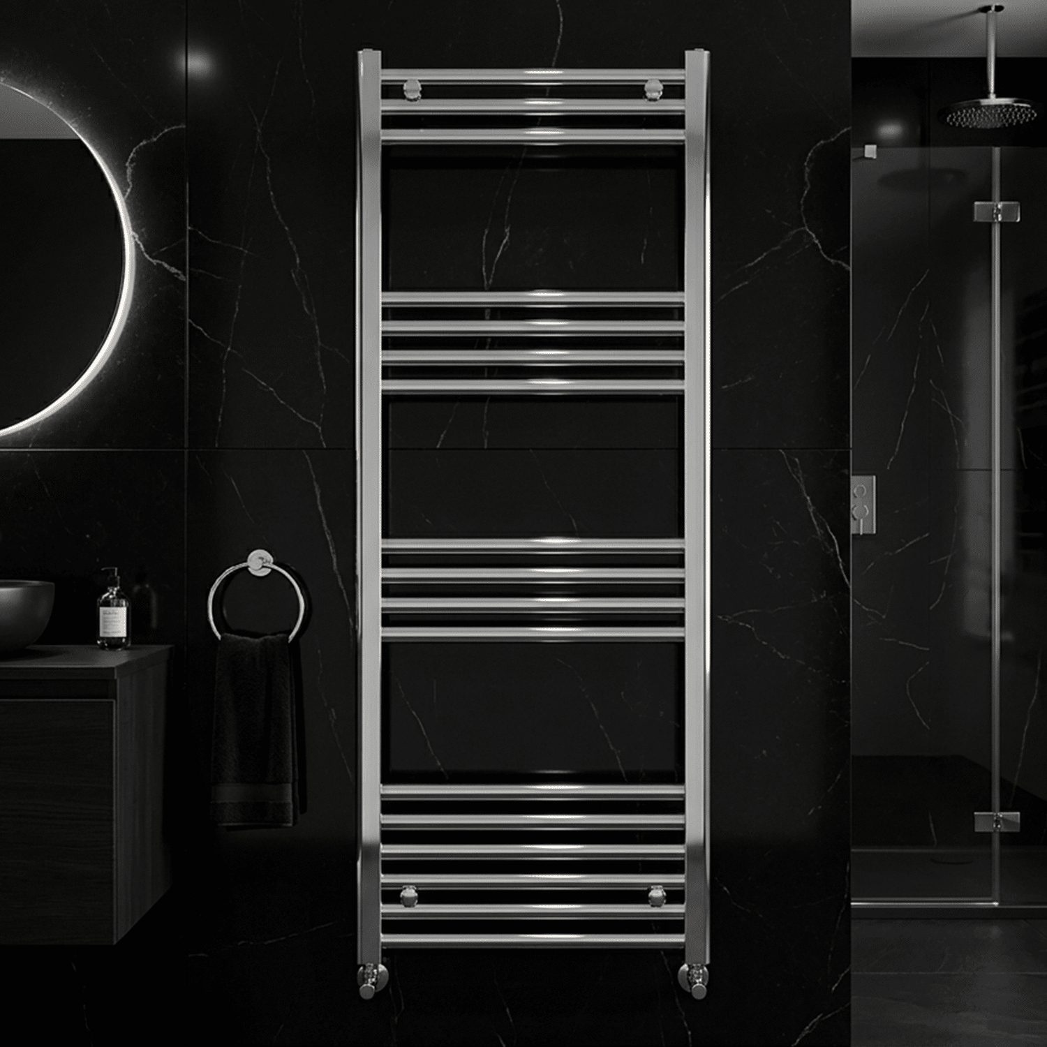 [BH511N] Yarnfield Straight Heated Rail Dual Fuel Towel Warmer, 500mm - Choice of Size and Colour - Silo