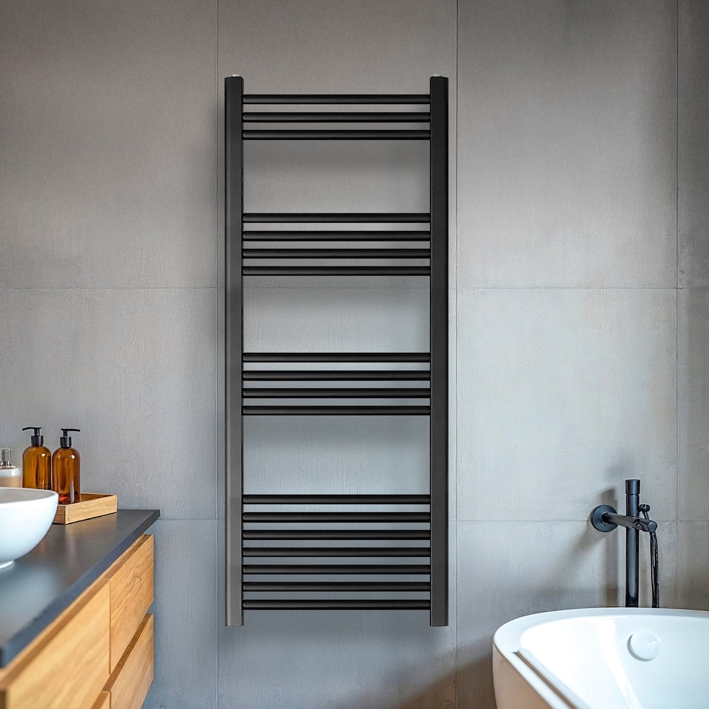 [BH512ANT] Straight Heated Heated Towel Rail Radiator, 376W, 500 x 1200mm, Anthracite - Lifestyle 1