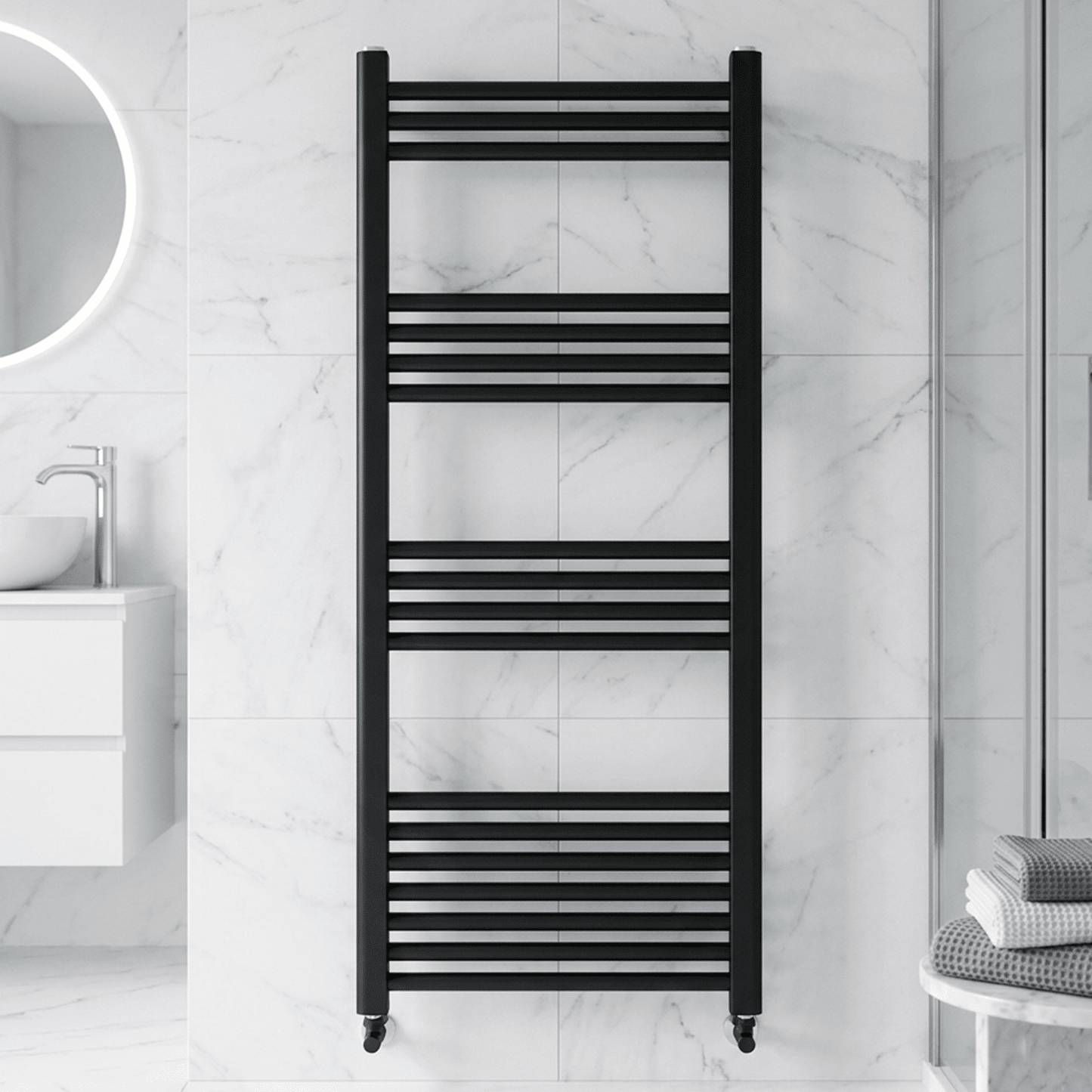 [BH512ANT] Straight Heated Heated Towel Rail Radiator, 376W, 500 x 1200mm, Anthracite - Silo