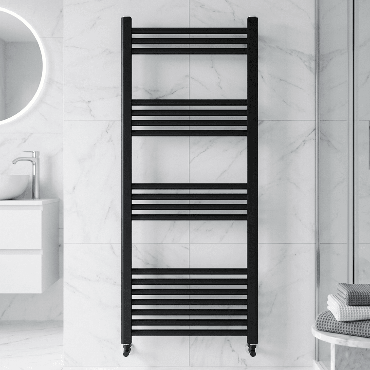 [BH512ANT] Straight Heated Heated Towel Rail Radiator, 376W, 500 x 1200mm, Anthracite - Silo