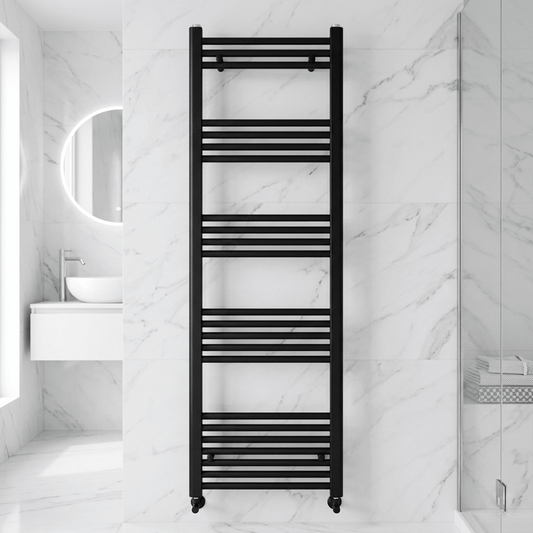 [BH514MB] Straight Heated Heated Towel Rail Radiator, 781W, 500 x 1400mm, Matt Black - Silo