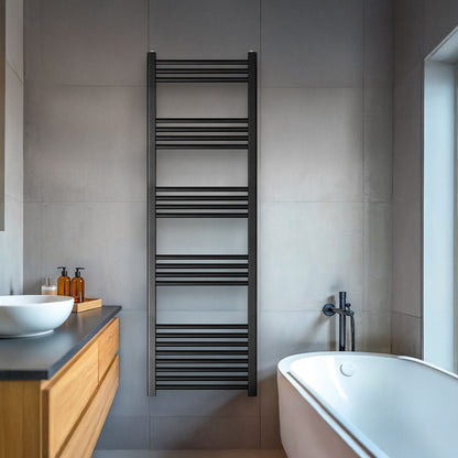 [BH515MB] Yarnfield Straight Heated Rail Dual Fuel Towel Warmer, 500mm - Choice of Size and Colour - Lifestyle 1