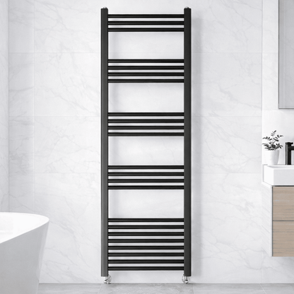 [BH515MB] Yarnfield Straight Heated Rail Dual Fuel Towel Warmer, 500mm - Choice of Size and Colour - Silo