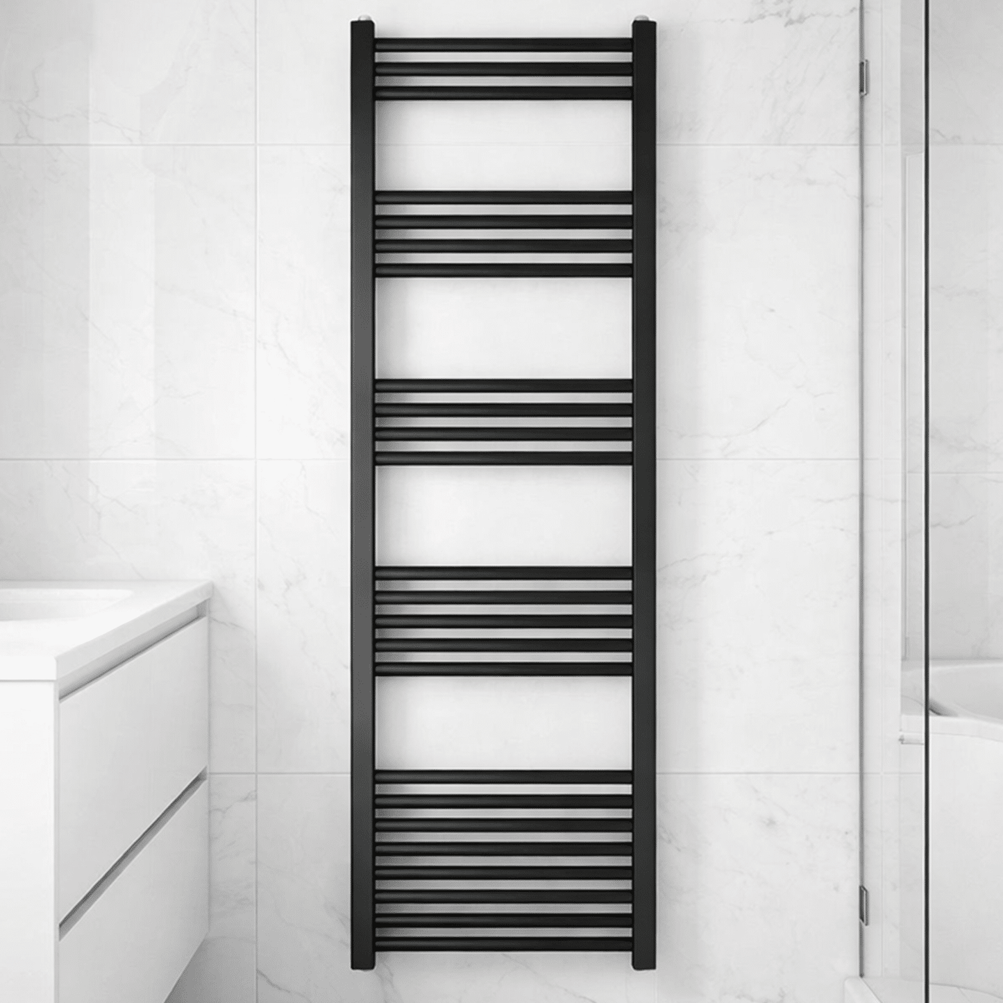 [BH516MB] Yarnfield Straight Heated Rail Dual Fuel Towel Warmer, 500mm - Choice of Size and Colour - Silo