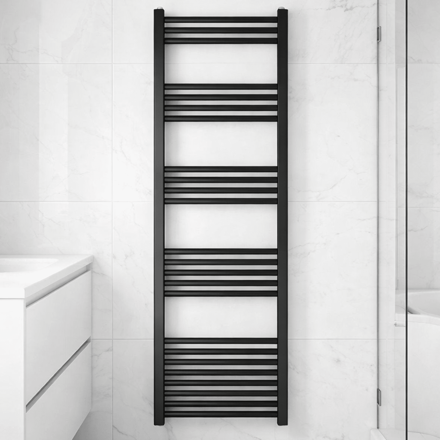 [BH516MB] Yarnfield Straight Heated Rail Dual Fuel Towel Warmer, 500mm - Choice of Size and Colour - Silo