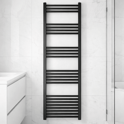 [BH516MB] Yarnfield Straight Heated Rail Dual Fuel Towel Warmer, 500mm - Choice of Size and Colour - Silo
