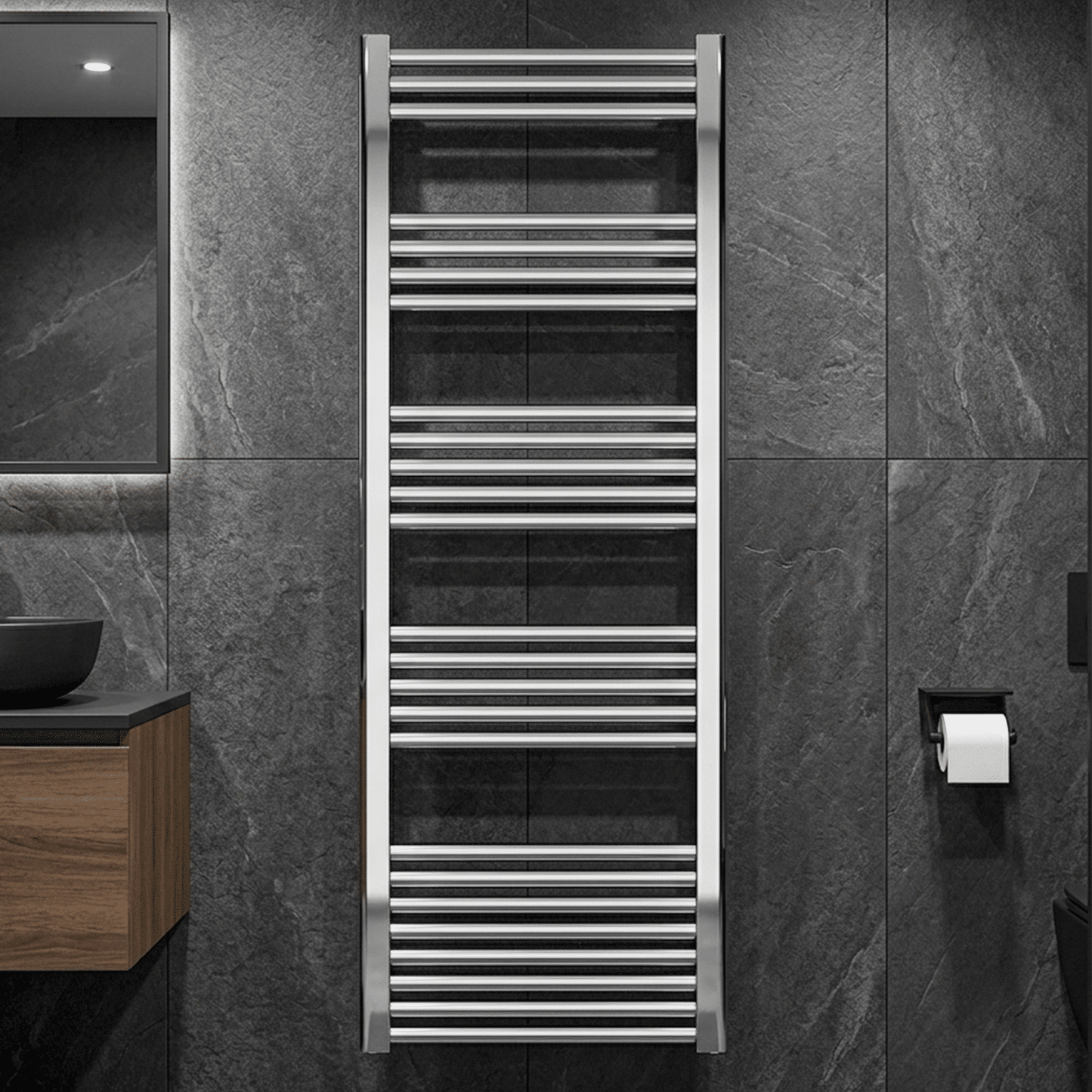 [BH516N] Yarnfield Straight Heated Rail Dual Fuel Towel Warmer, 500mm - Choice of Size and Colour - Silo