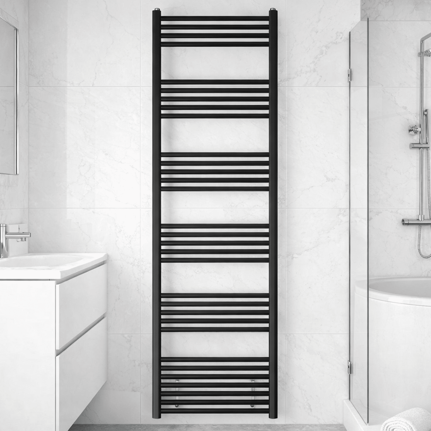 [BH518MB] Yarnfield Straight Heated Rail Dual Fuel Towel Warmer, 500mm - Choice of Size and Colour - Silo