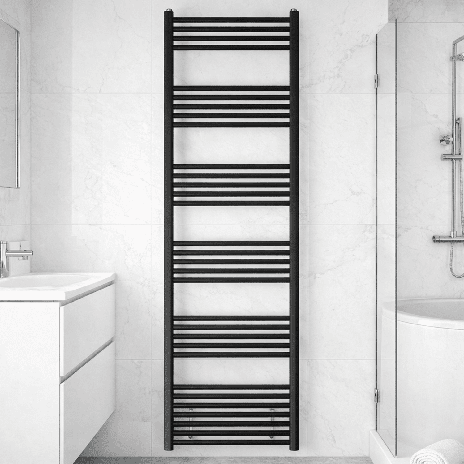 [BH518MB] Yarnfield Straight Heated Rail Dual Fuel Towel Warmer, 500mm - Choice of Size and Colour - Silo