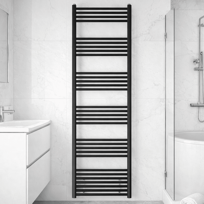[BH518MB] Yarnfield Straight Heated Rail Dual Fuel Towel Warmer, 500mm - Choice of Size and Colour - Silo