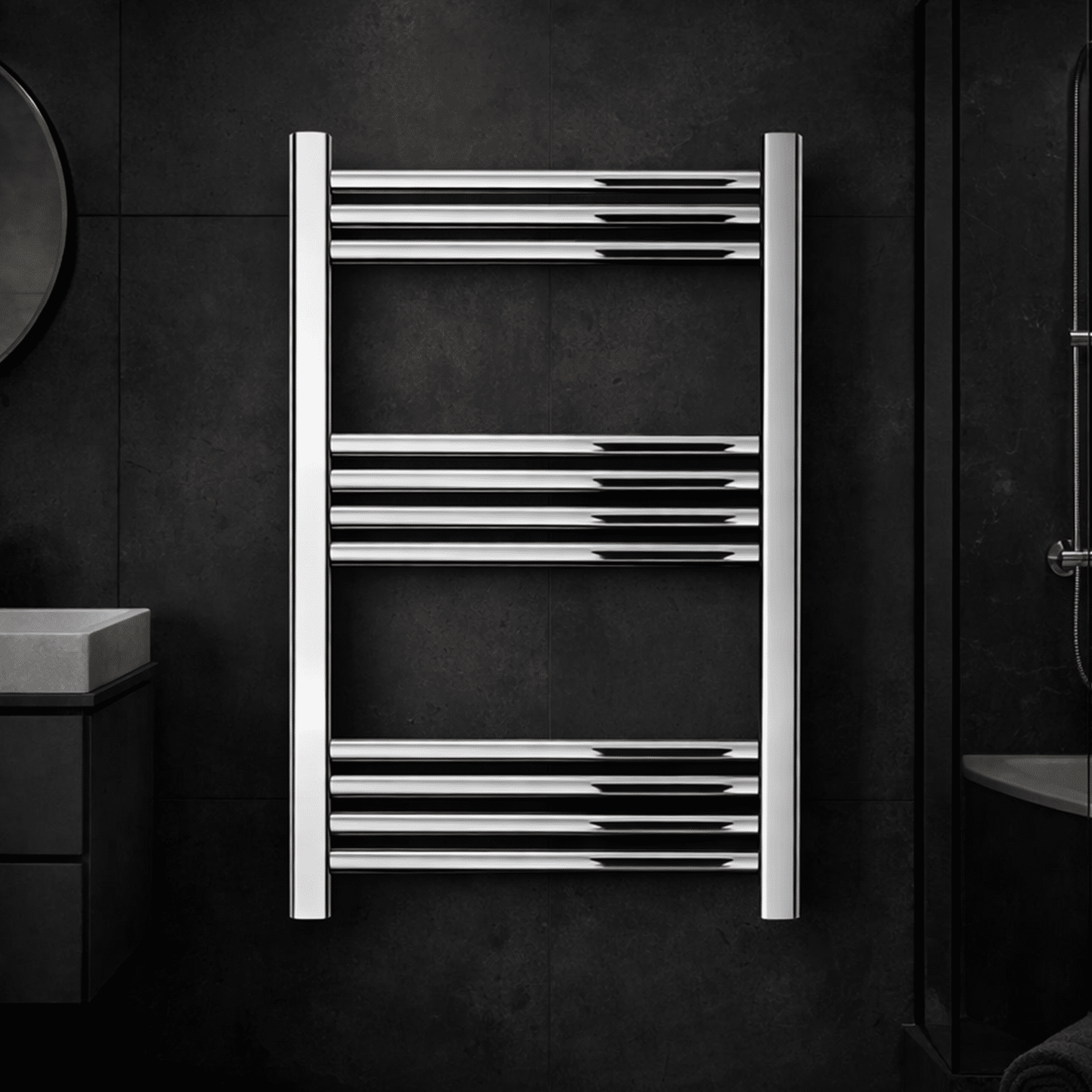 [BH607N] Yarnfield Straight Heated Heated Towel Rail Radiator, 600mm - Choice of Size and Colour - Silo