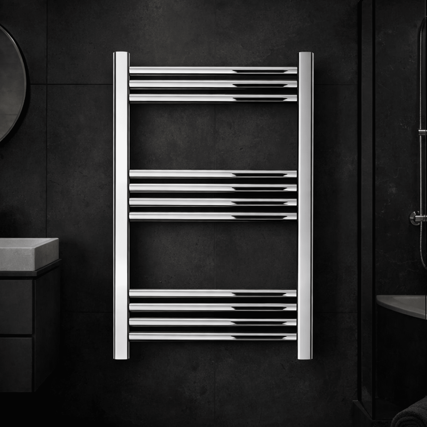[BH607N] Yarnfield Straight Heated Heated Towel Rail Radiator, 600mm - Choice of Size and Colour - Silo