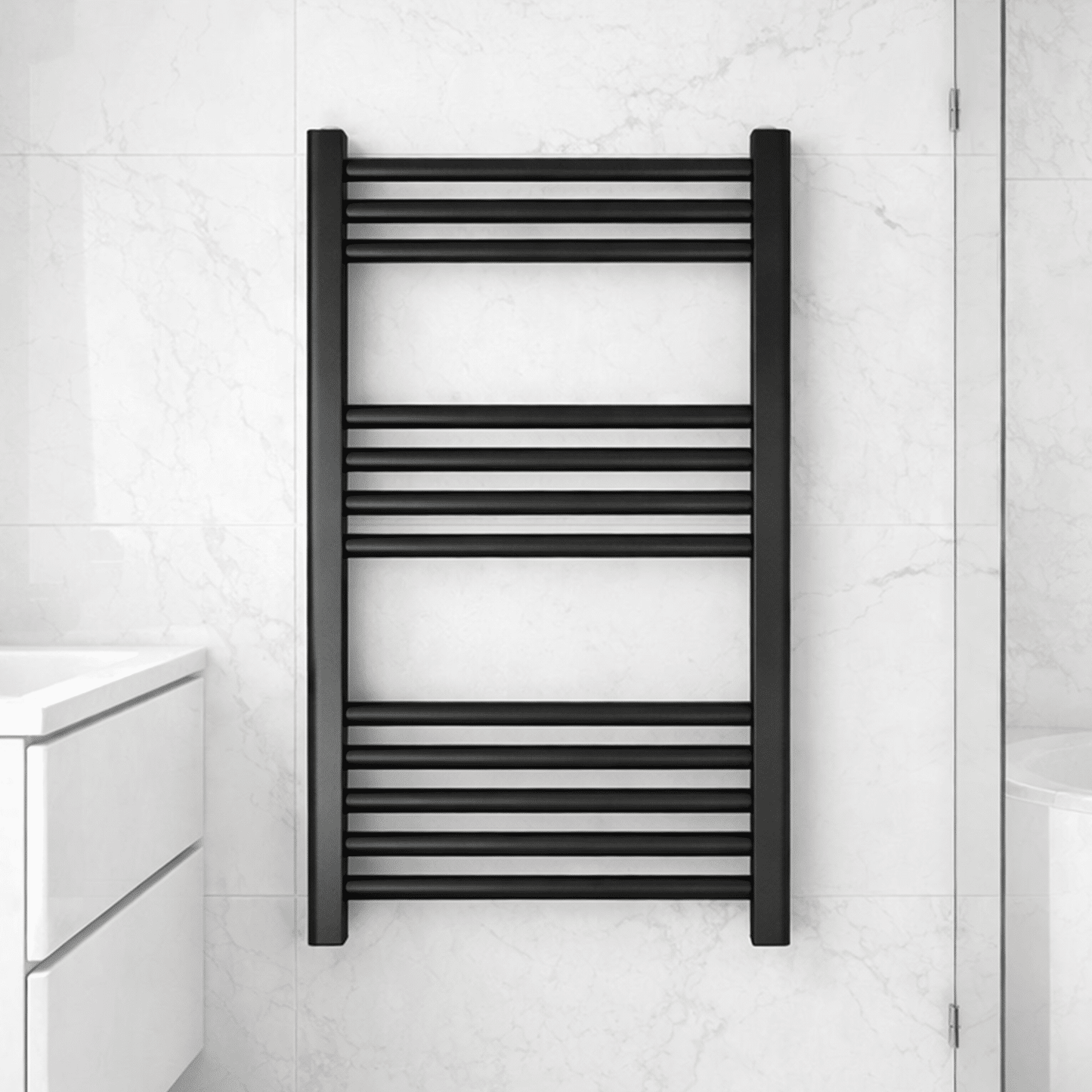 [BH608MB] Yarnfield Straight Heated Heated Towel Rail Radiator, 600mm - Choice of Size and Colour - Silo