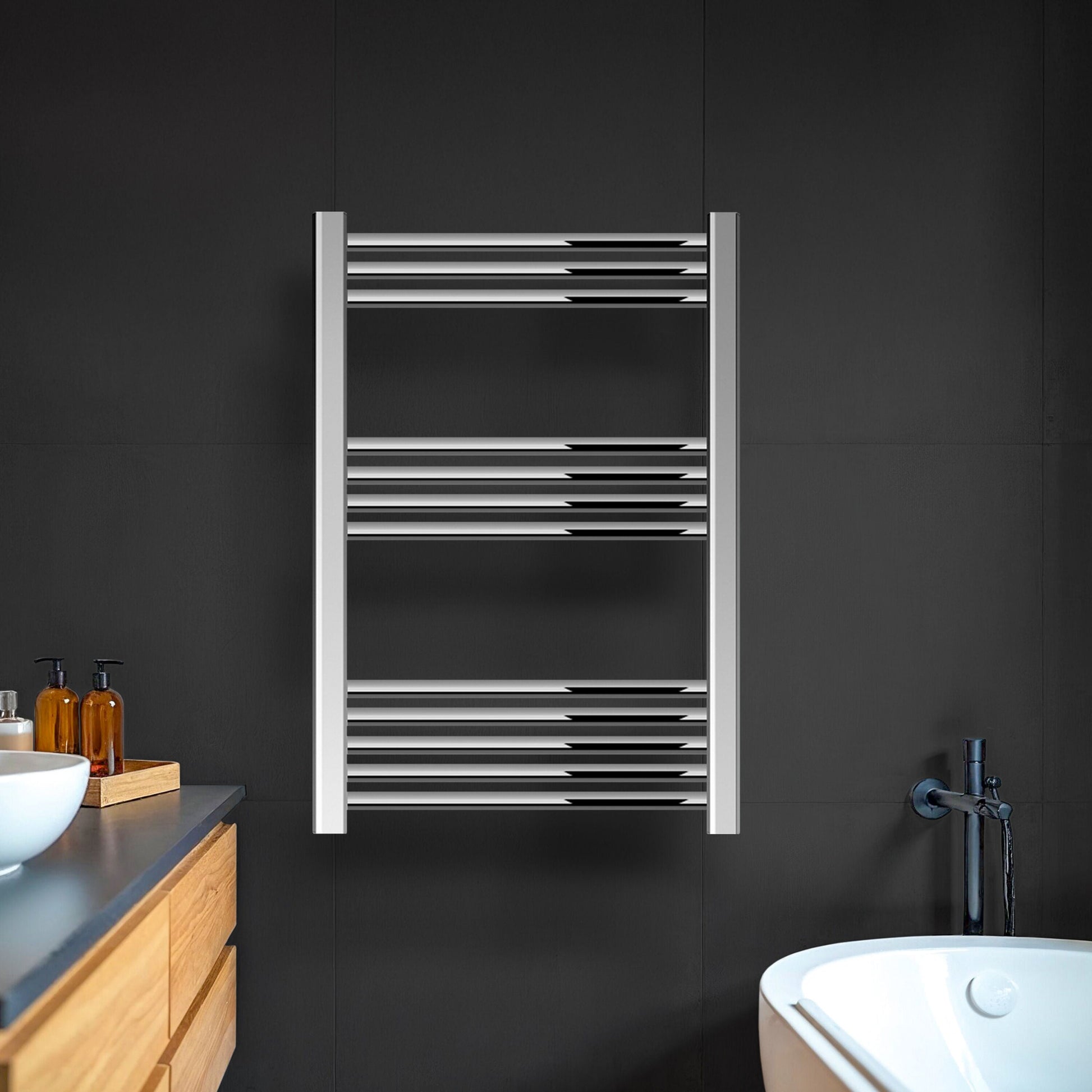 [BH608N] Yarnfield Straight Heated Heated Towel Rail Radiator, 600mm - Choice of Size and Colour - Lifestyle 1