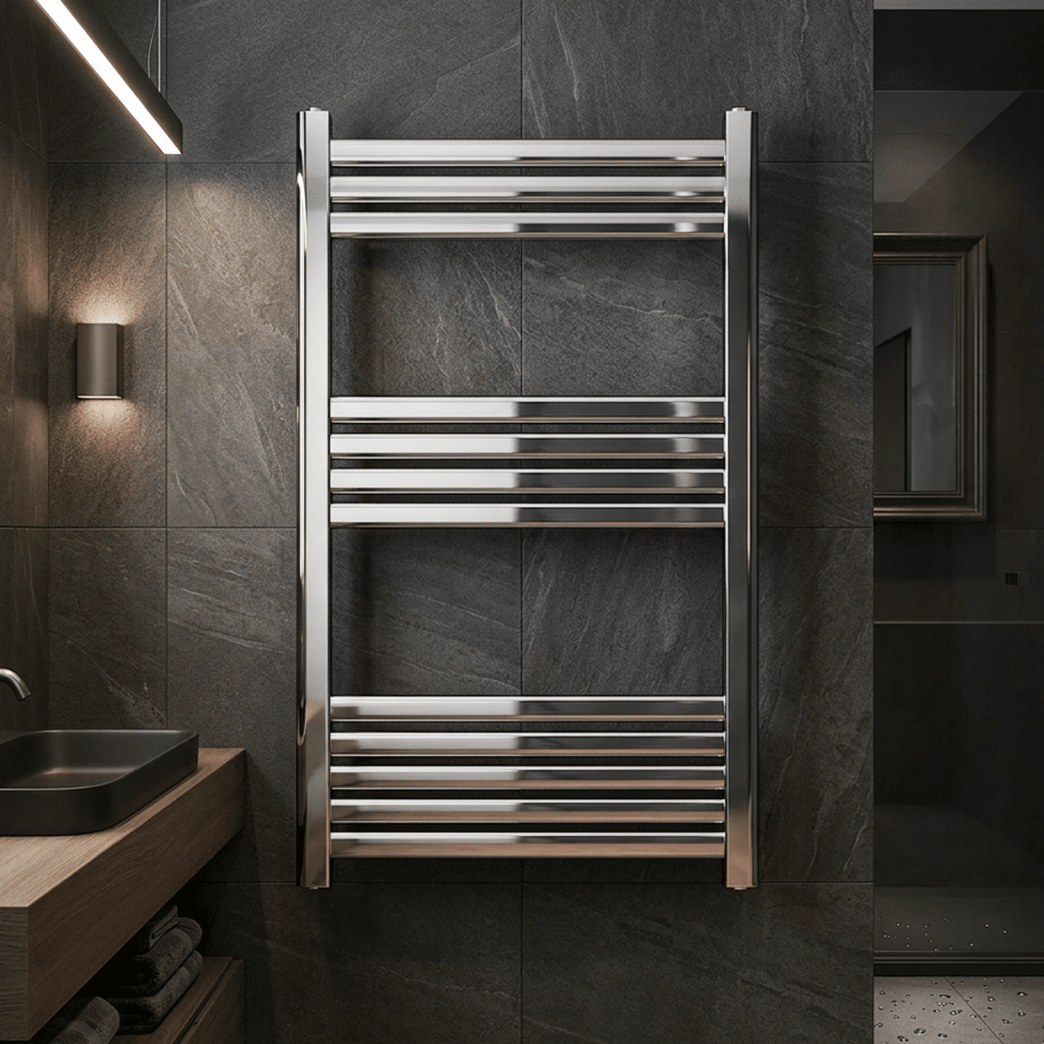 [BH608N] Yarnfield Straight Heated Heated Towel Rail Radiator, 600mm - Choice of Size and Colour - Silo