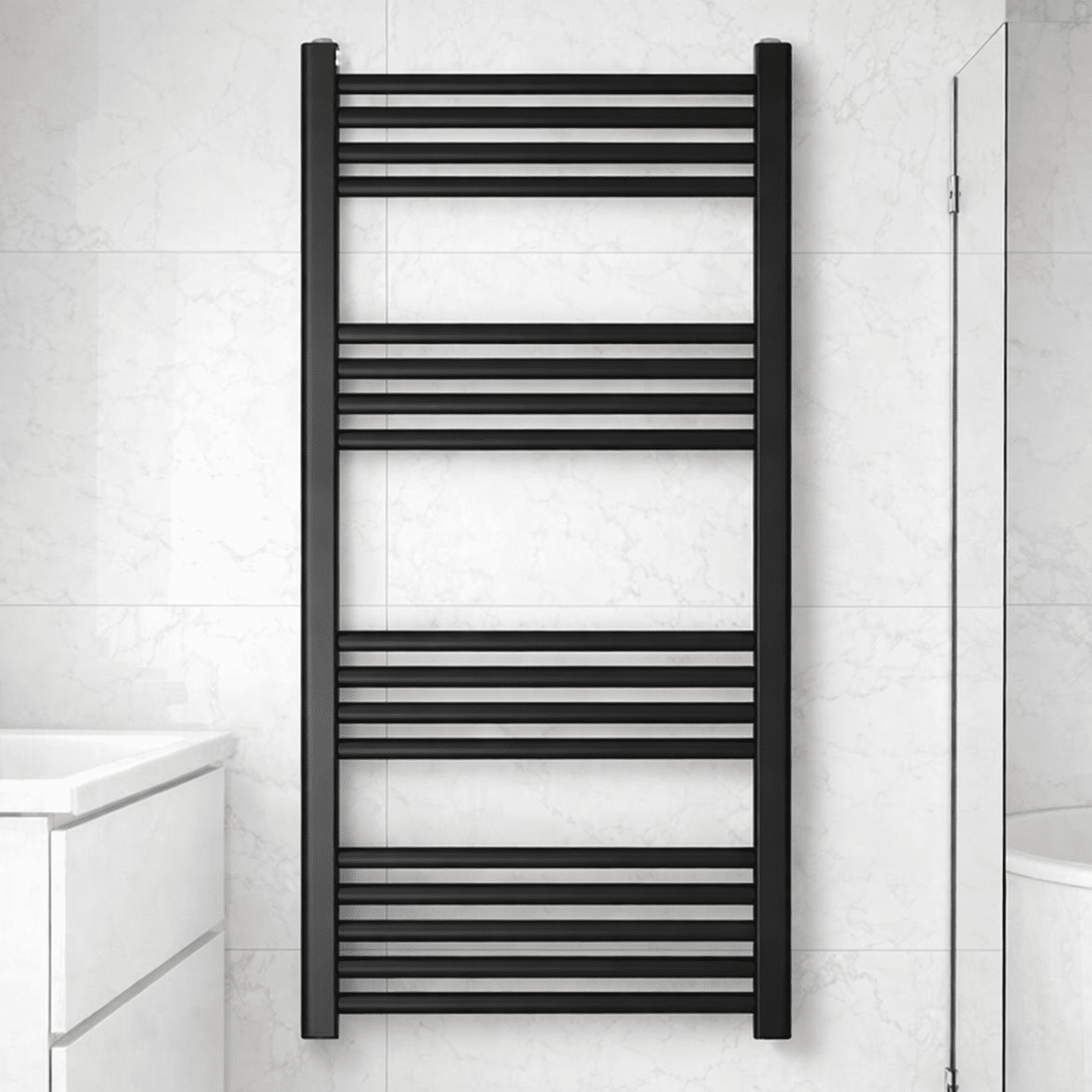 [BH611MB] Yarnfield Straight Heated Heated Towel Rail Radiator, 600mm - Choice of Size and Colour - Silo