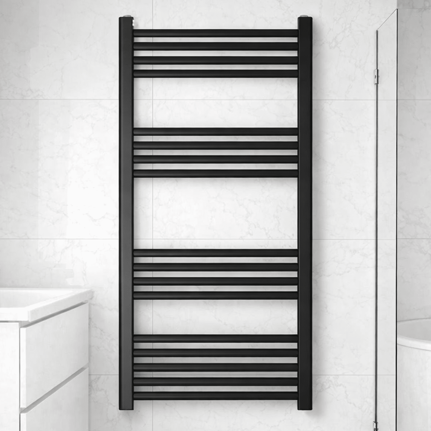 [BH611MB] Yarnfield Straight Heated Heated Towel Rail Radiator, 600mm - Choice of Size and Colour - Silo