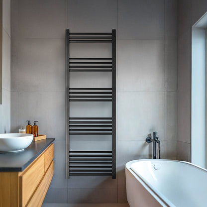 [BH614MB] Yarnfield Straight Heated Heated Towel Rail Radiator, 600mm - Choice of Size and Colour - Lifestyle 1