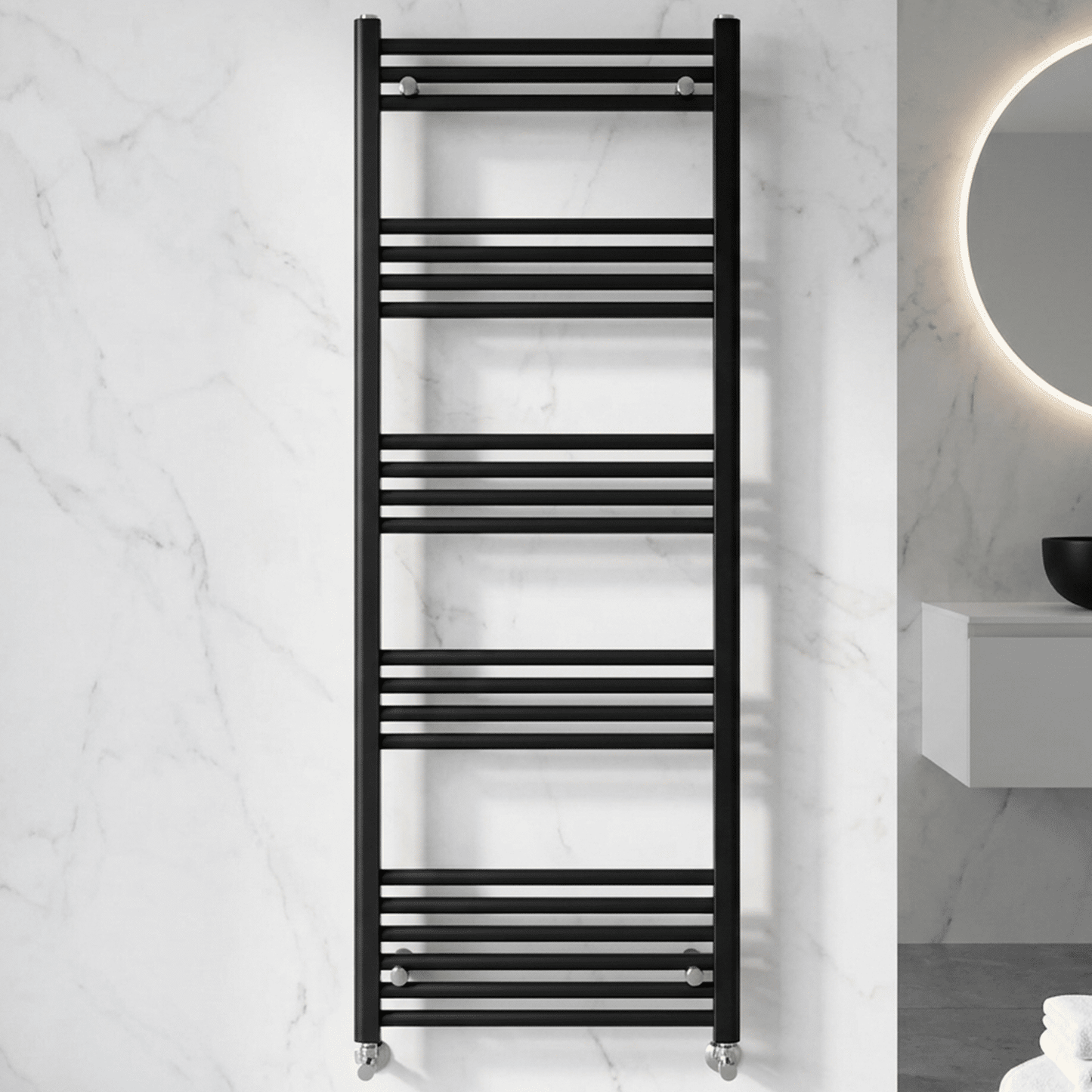 [BH615MB] Yarnfield Straight Heated Heated Towel Rail Radiator, 600mm - Choice of Size and Colour - Silo