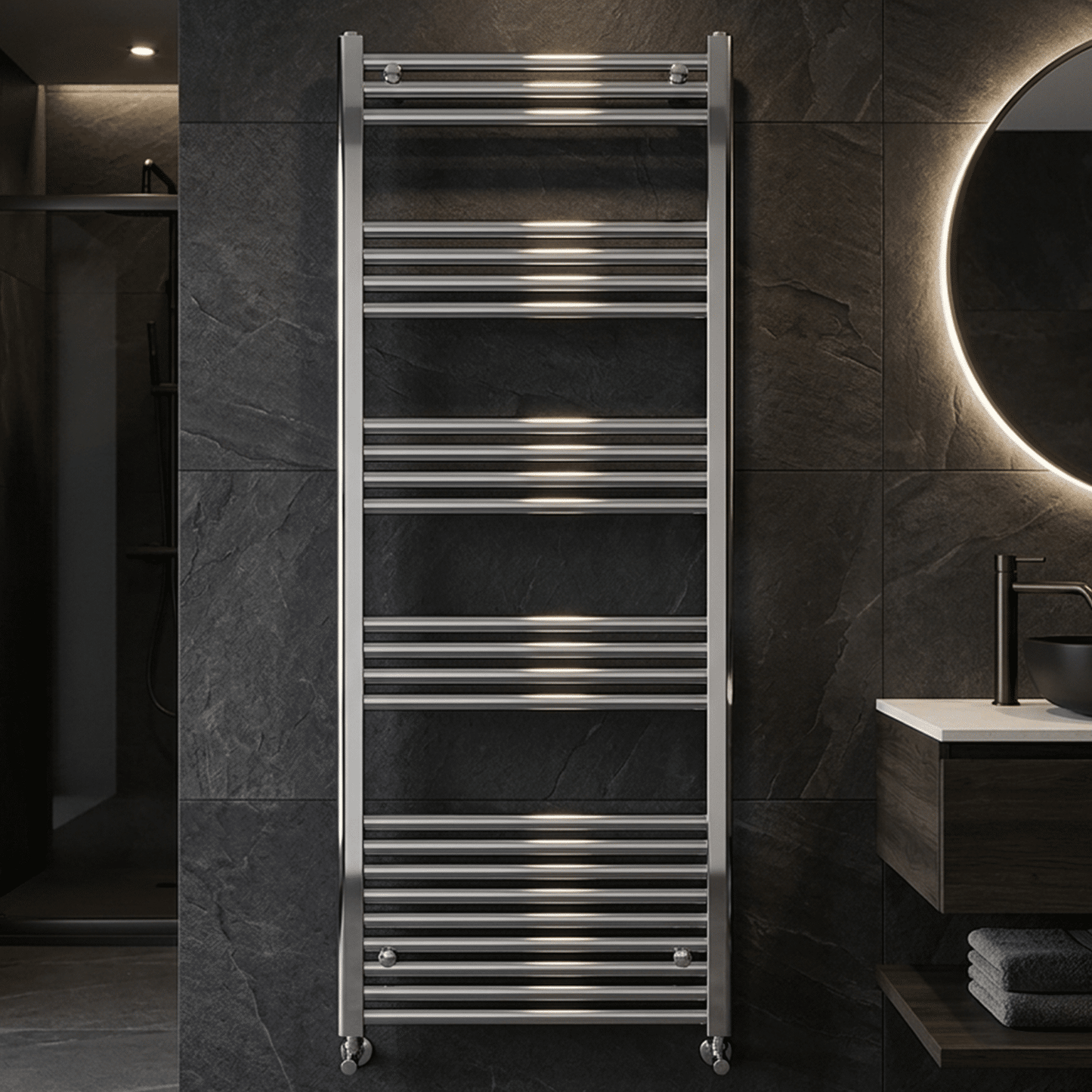 [BH615N] Yarnfield Straight Heated Heated Towel Rail Radiator, 600mm - Choice of Size and Colour - Silo