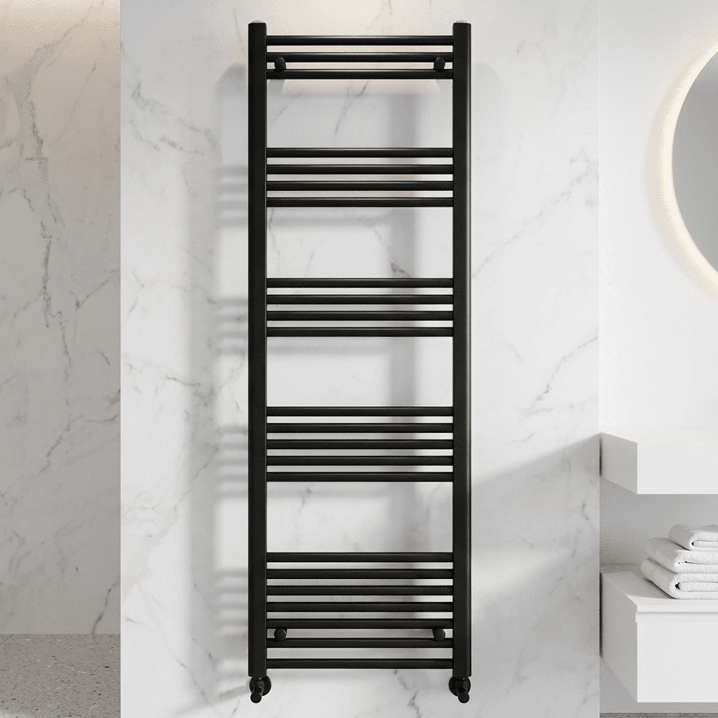 [BH616MB] Yarnfield Straight Heated Heated Towel Rail Radiator, 600mm - Choice of Size and Colour - Silo