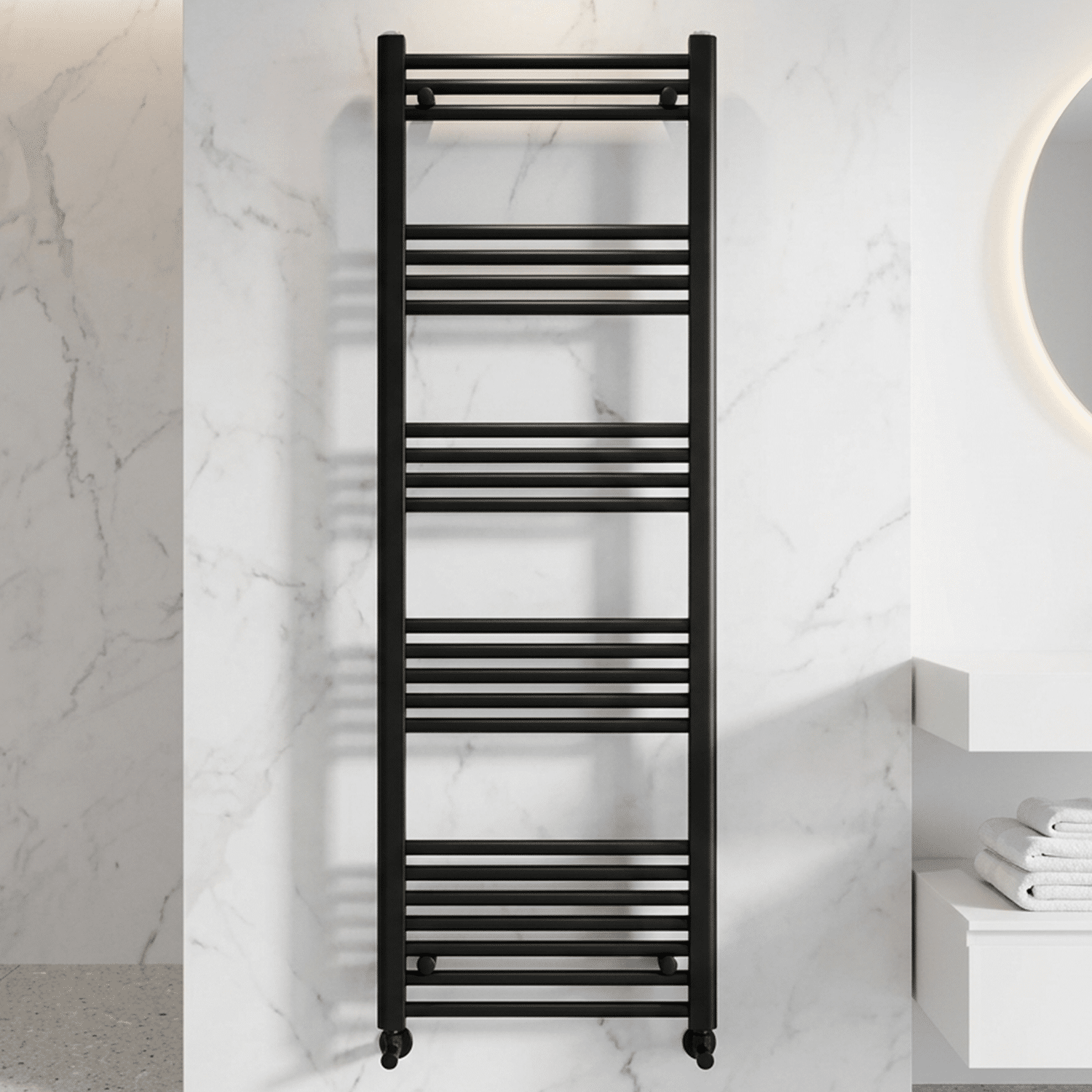 [BH616MB] Yarnfield Straight Heated Heated Towel Rail Radiator, 600mm - Choice of Size and Colour - Silo