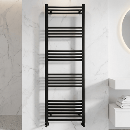 [BH616MB] Yarnfield Straight Heated Heated Towel Rail Radiator, 600mm - Choice of Size and Colour - Silo