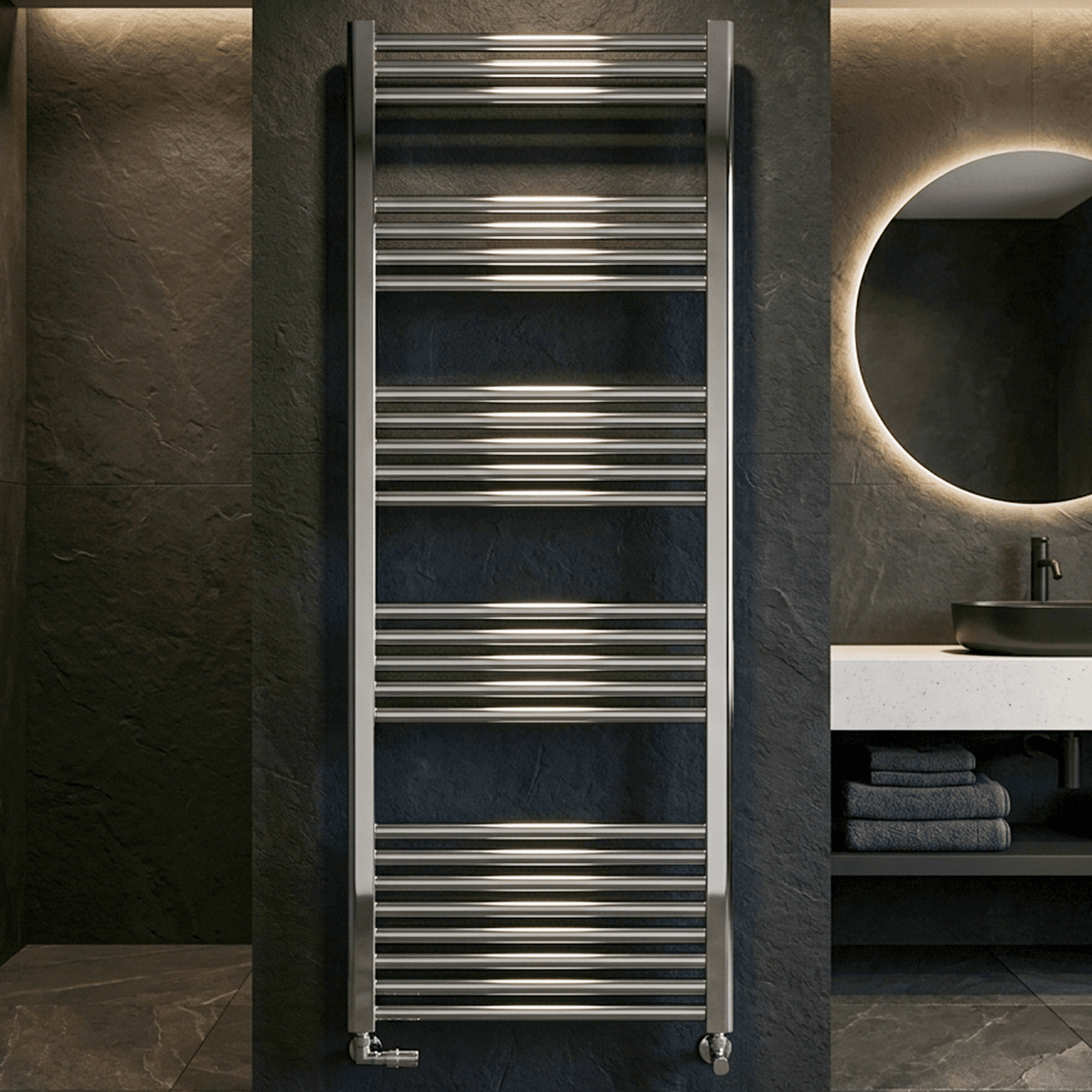 [BH616N] Yarnfield Straight Heated Heated Towel Rail Radiator, 600mm - Choice of Size and Colour - Silo