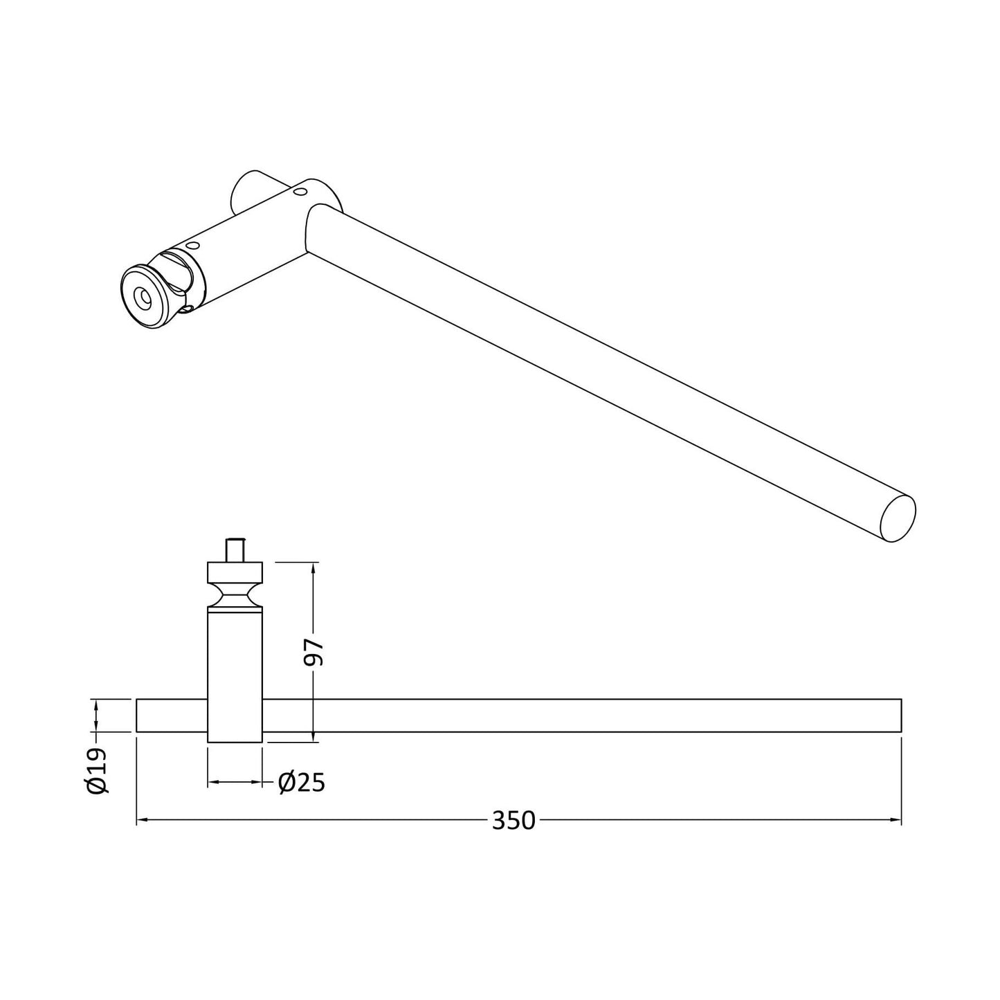 [BHAC318] Heating Accessories Embrace Radiator Towel Rail - Chrome - Technical Drawing