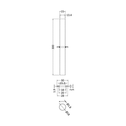 [BHAC367] Heating Accessories Decorative Chrome Pipes - Chrome - Technical Drawing