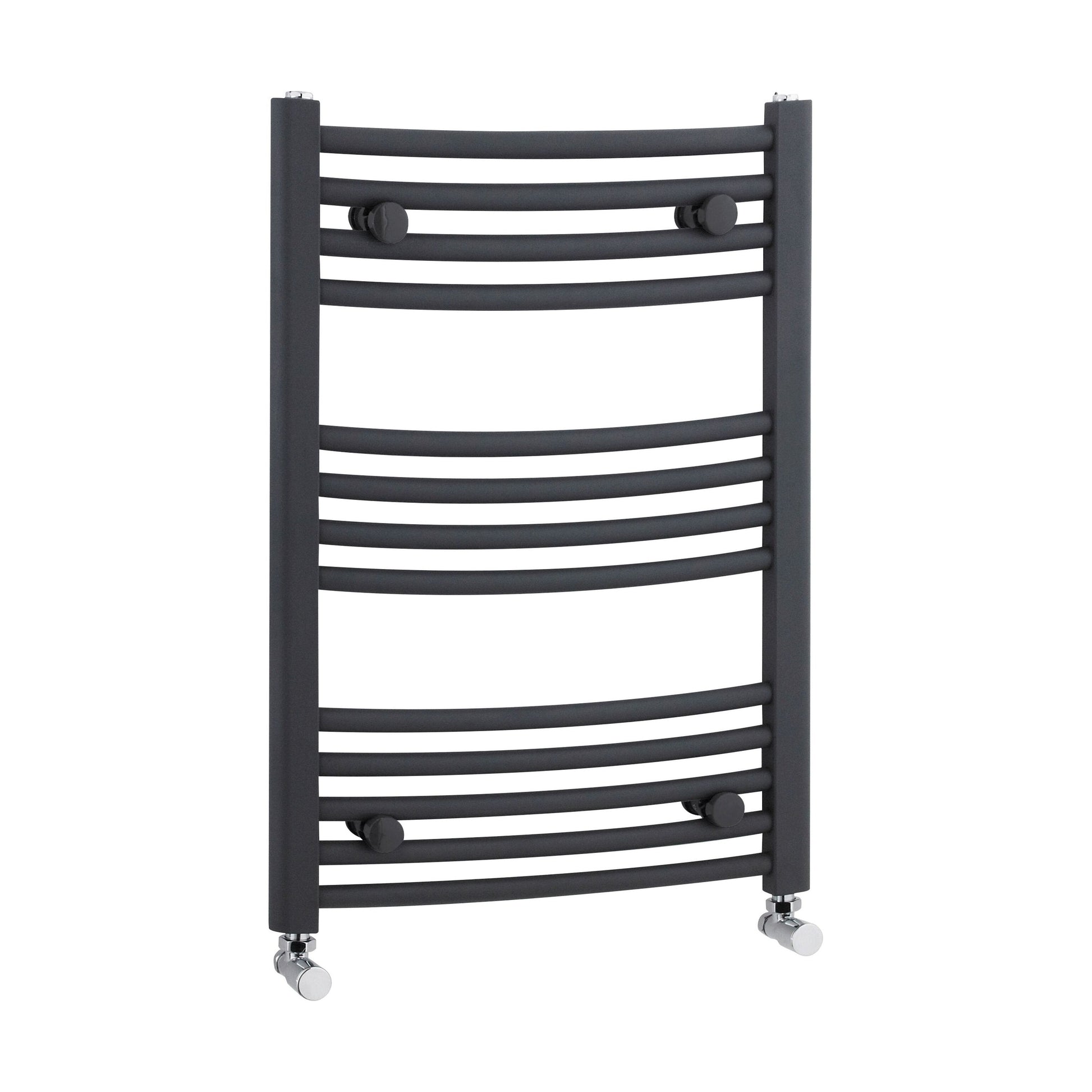 [BHCL102] Balterley Contemporary Heated Vertical Towel Rail with Curved Rails, 1051 BTU, 700mm x 500mm Bathroom Radiator - Anthracite - Cutout