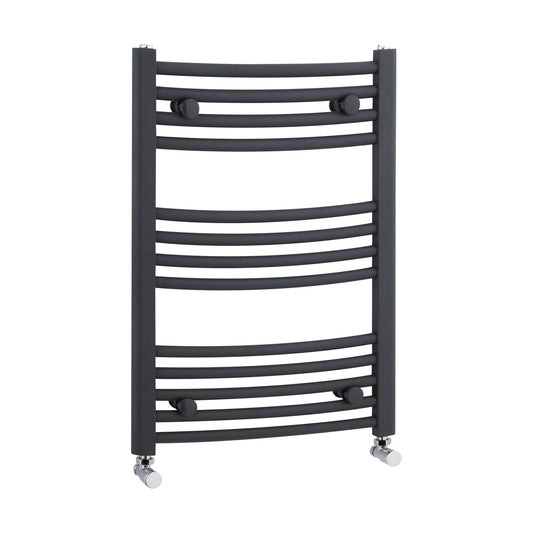 [BHCL102] Balterley Contemporary Heated Vertical Towel Rail with Curved Rails, 1051 BTU, 700mm x 500mm Bathroom Radiator - Anthracite - Cutout