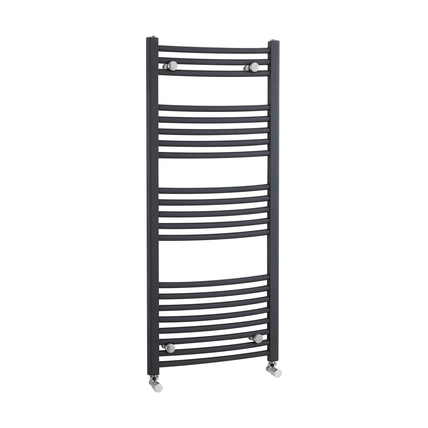 [BHCL104] Balterley Contemporary Heated Vertical Towel Rail with Curved Rails 1689 BTU, 1150mm x 500mm, Bathroom Radiator - Anthracite - Cutout