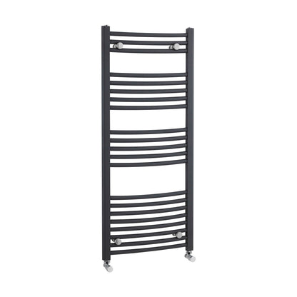 [BHCL104] Balterley Contemporary Heated Vertical Towel Rail with Curved Rails 1689 BTU, 1150mm x 500mm, Bathroom Radiator - Anthracite - Cutout