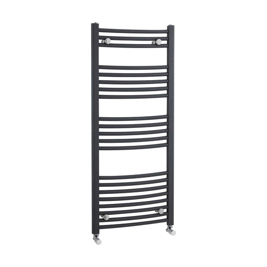 [BHCL104] Balterley Contemporary Heated Vertical Towel Rail with Curved Rails 1689 BTU, 1150mm x 500mm, Bathroom Radiator - Anthracite - Cutout