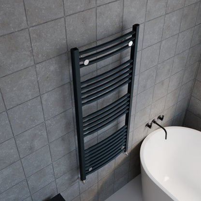 [BHCL104] Balterley Contemporary Heated Vertical Towel Rail with Curved Rails 1689 BTU, 1150mm x 500mm, Bathroom Radiator - Anthracite - Lifestyle 2