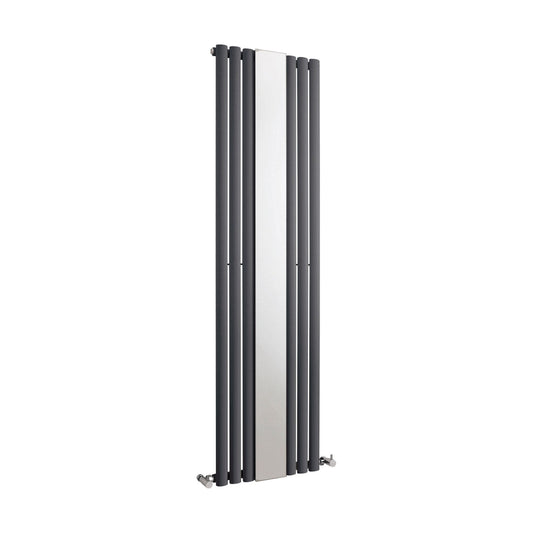 [BHEBA78] Balterley Embrace Vertical Single Panel Radiator with Mirror, 1800mm x 499mm - Anthracite - Cutout