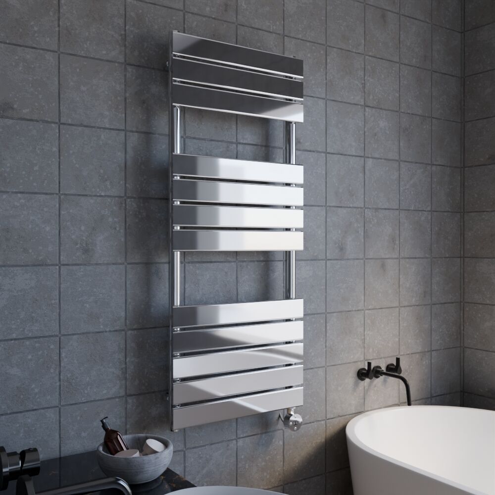 [BHEF359] Electric Square Flat Heated Towel Rail with 12 Bars, 1213 x 500, Anthracite - Lifestyle 3