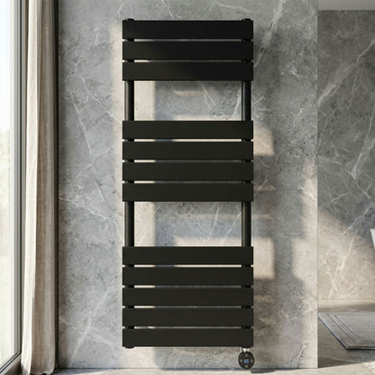 [BHEF459] Electric Square Flat Heated Towel Rail with 12 Bars, 1213 x 500, Choice of Colour - Silo