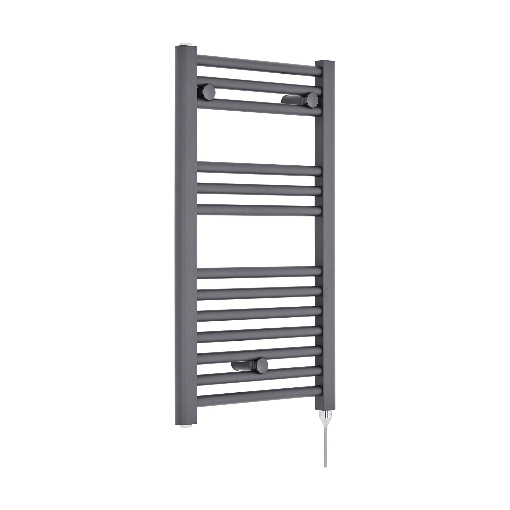 [BHEL153] Balterley Contemporary Electric Vertical Round Towel Rail with 13 Rails, 720mm x 400mm, 300 Watt Heated Bathroom - Anthracite - Cutout
