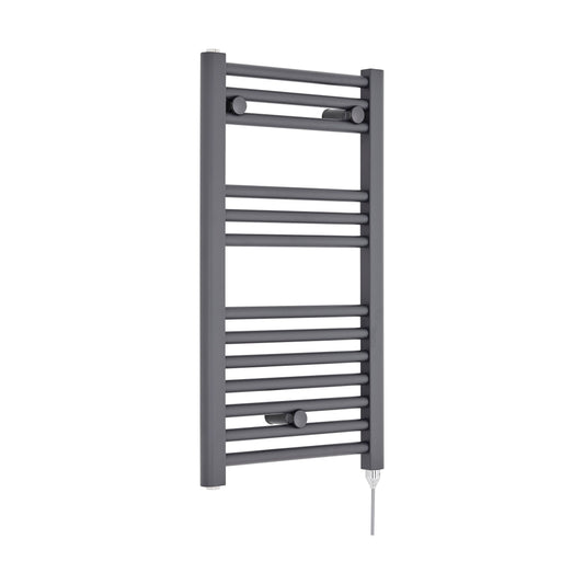 [BHEL153] Balterley Contemporary Electric Vertical Round Towel Rail with 13 Rails, 720mm x 400mm, 300 Watt Heated Bathroom - Anthracite - Cutout