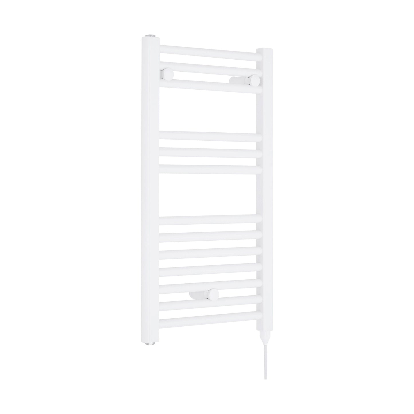 [BHEL156] Balterley Contemporary Electric Vertical Round Towel Rail with 13 Rails, 720mm x 400mm, 300 Watt Heated Bathroom - Gloss White - Cutout