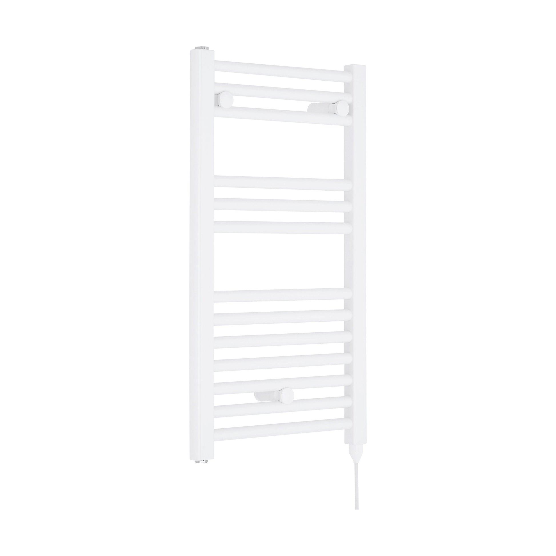 [BHEL156] Balterley Contemporary Electric Vertical Round Towel Rail with 13 Rails, 720mm x 400mm, 300 Watt Heated Bathroom - Gloss White - Cutout