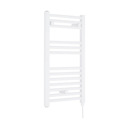 [BHEL156] Balterley Contemporary Electric Vertical Round Towel Rail with 13 Rails, 720mm x 400mm, 300 Watt Heated Bathroom - Gloss White - Cutout